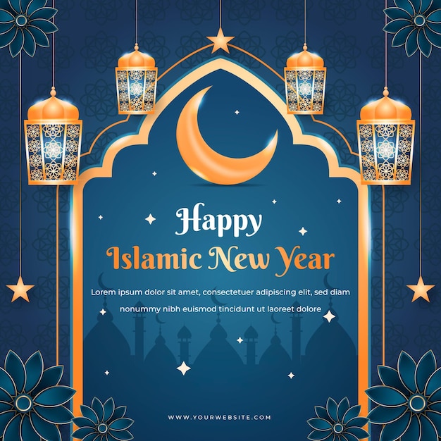 Vector realistic islamic new year illustration