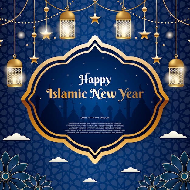 Vector realistic islamic new year illustration