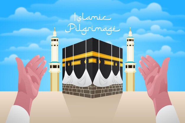 Realistic islamic pilgrimage and hands