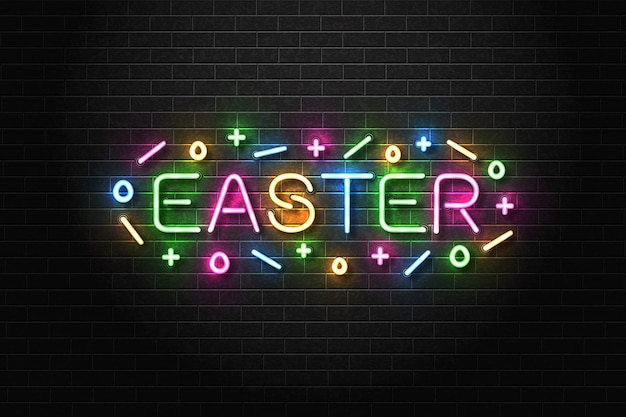 Segno al neon isolato realistico di pasqua.