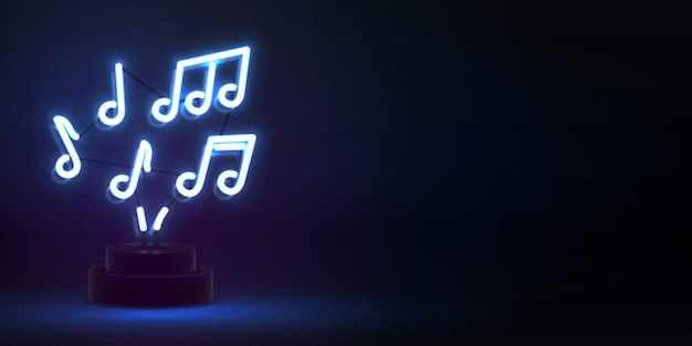 Vector realistic isolated neon sign of notes