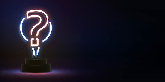 Realistic isolated neon sign of question mark