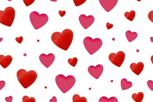  realistic isolated seamless pattern with hearts for decoration and covering. Concept of Happy Valentine's Day, wedding and anniversary.