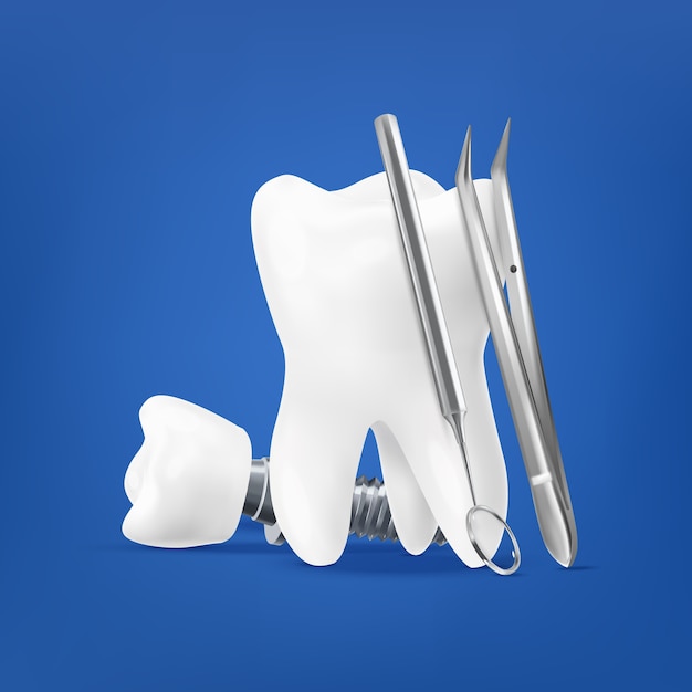 Vettore composizione isometrica realistica per l'assistenza dentale