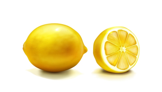 Realistic juicy lemon collection