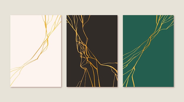 Vector realistic kintsugi cover collection