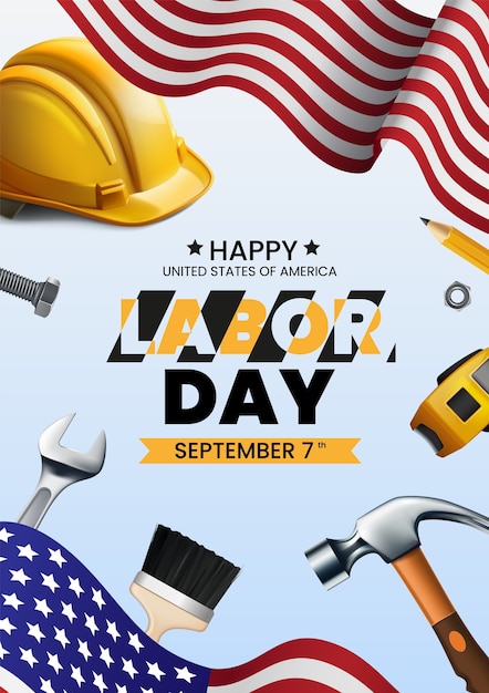 Realistic labor day holiday poster