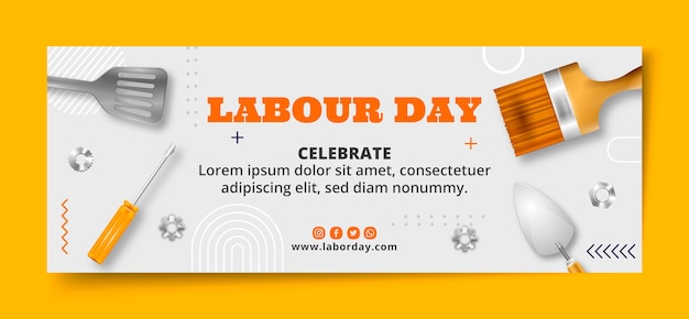 Realistic labor day social media cover template