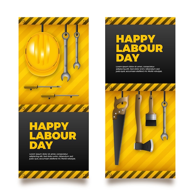 Realistic labour day banners