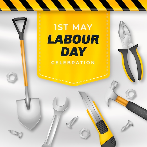 Realistic labour day illustration