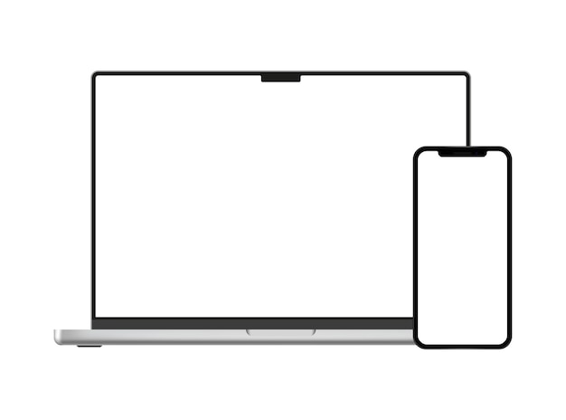 ベクトル リアルなラップトップとスマートフォンのモックアップ