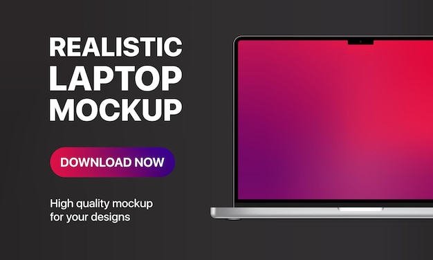 realistic laptop mockup with blank screen download now button can be used for business advertising or marketing vector illustration