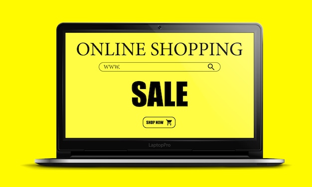 Laptop realistico per lo shopping online