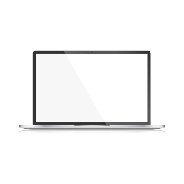 Realistic laptop with blank screen icon in flat style Computer display vector illustration on isolated background Monitor sign business concept