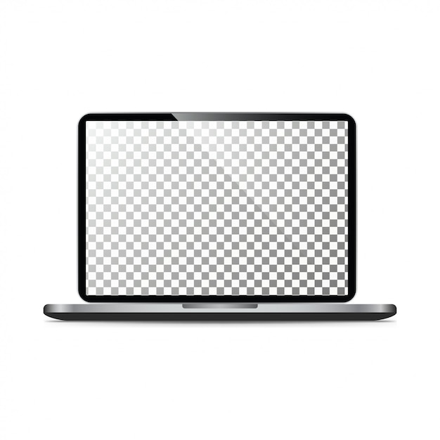 Realistic Laptop with Blank Wallpaper Screen Isolated