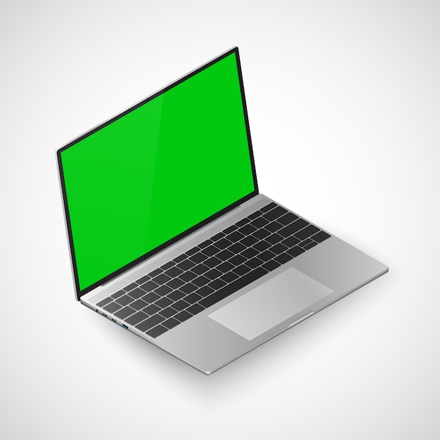 Realistic laptop with green screen for your data