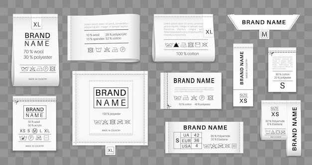 realistic laundry labels clothing tags vector set