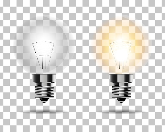 Realistic light bulb collection set of realistic light bulb vector realistic electric lamp