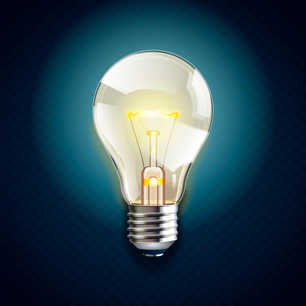 Vector realistic light bulb with electricity