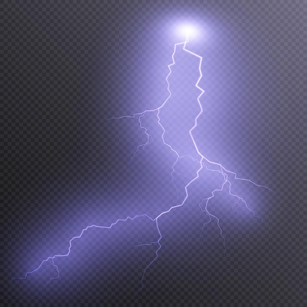 Realistic lightning. Light effect of electric discharge. Lightning for web design and illustrations.