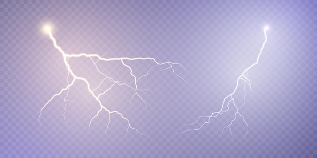 Realistic lightning. light effect of electric discharge. lightning for web design and illustrations.