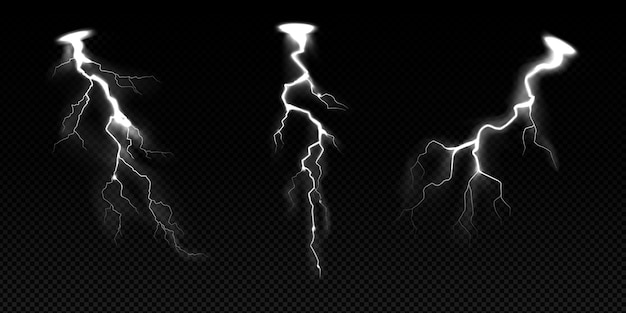 Vector realistic lightnings collection