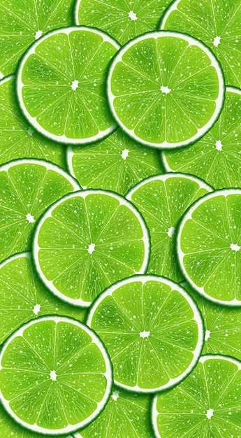 Vector realistic lime slices lie on the table vector illustration sketch