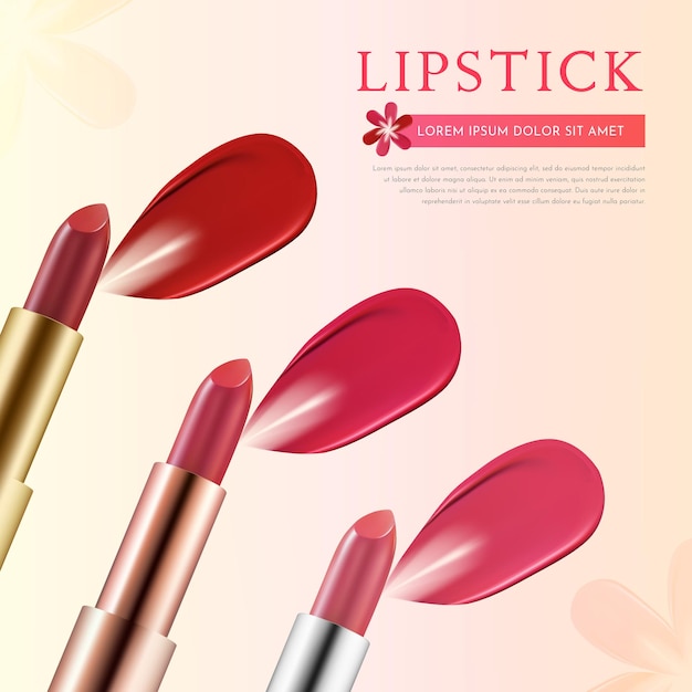 realistic lipstick cosmetic product banner template