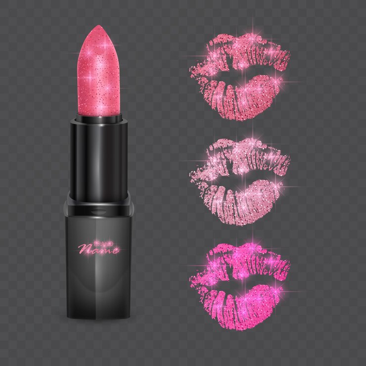 Realistic lipstick with shiny texture, vector illustration