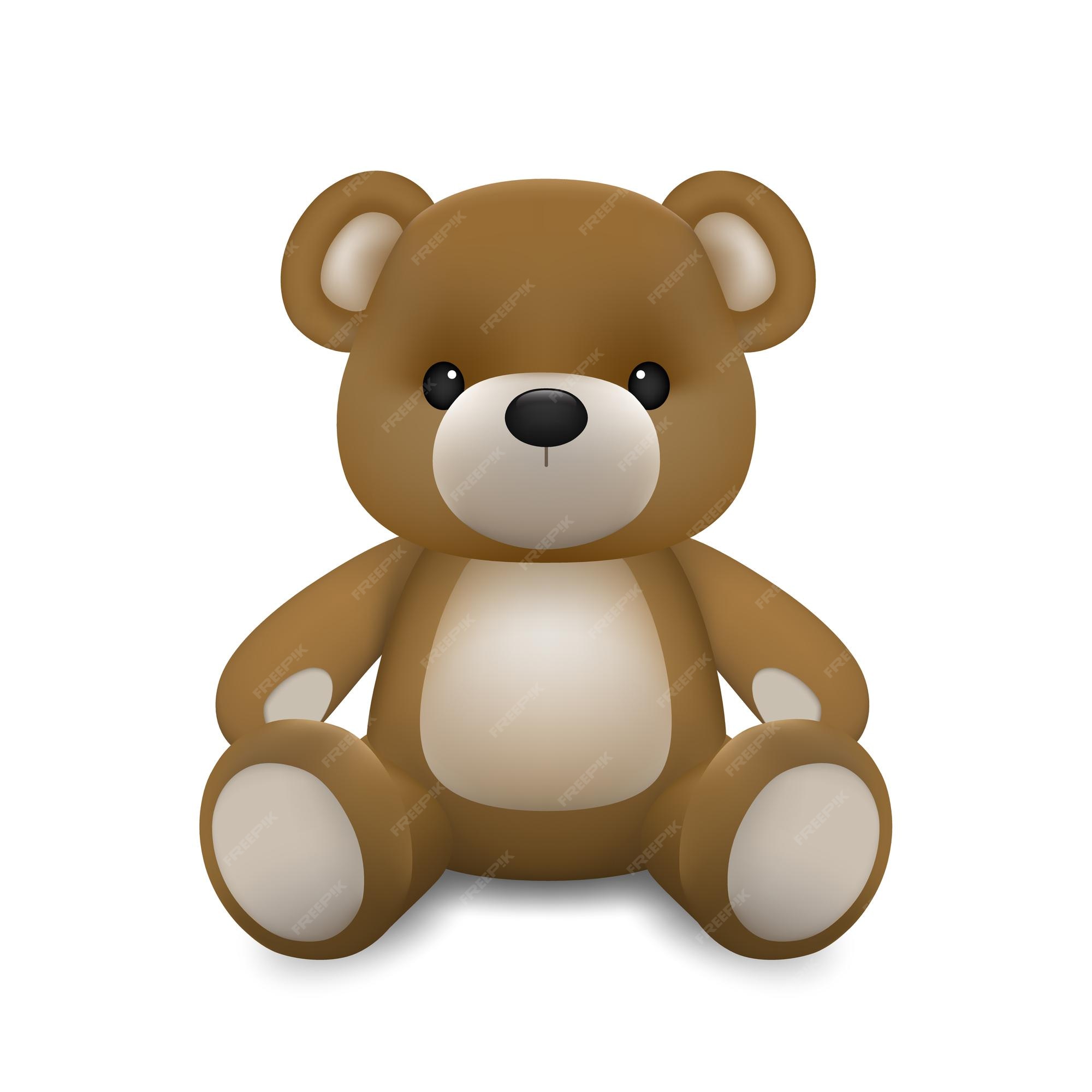 Premium Vector | Realistic little cute baby bear doll character sitting on  the ground isolated on white background. an animal bear cartoon relaxing  gesture.