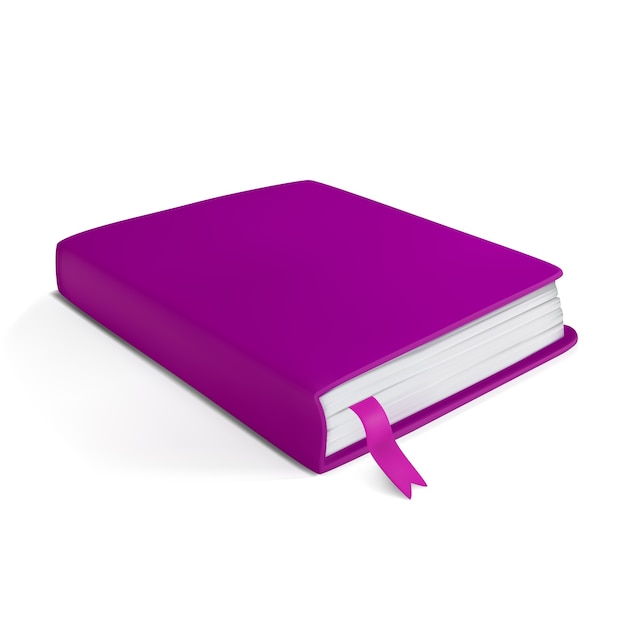 Realistic little pink notebook on a white background