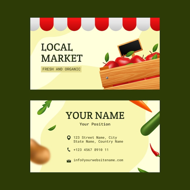 Vector realistic local market horizontal business card