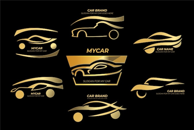 Vector realistic logo with golden cars