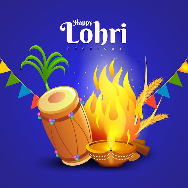 Vettore festival di lohri realistico