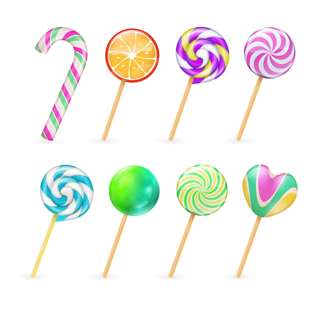 Realistic lollipop set