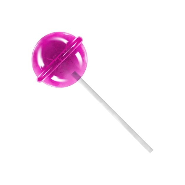 Realistic lollipop in watercolor hand drawn. pink circle candy on a stick. vector illustration.