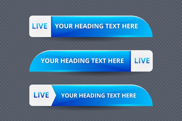 Realistic lower thirds banner set for news channel