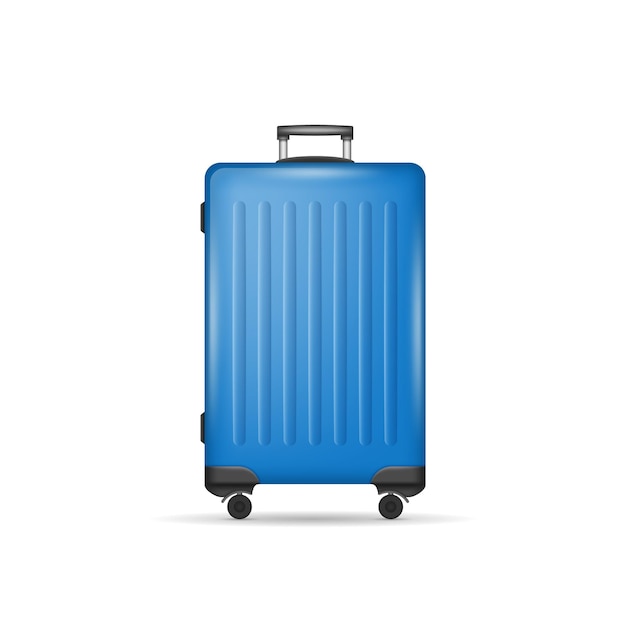 Realistic luggage bag isolated on white background large suitcase with metal handle and wheels