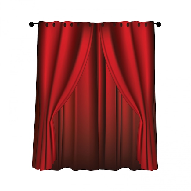 Vector realistic luxurious red velvet curtains