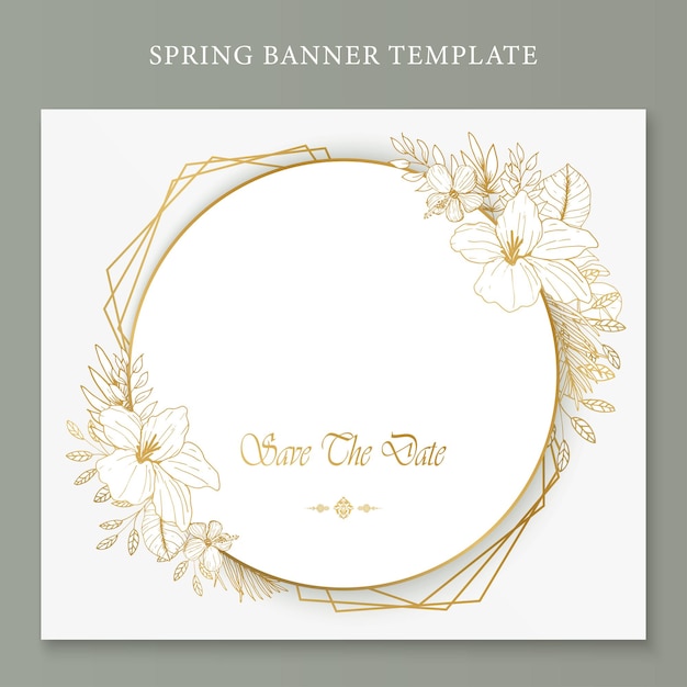 Vector realistic luxury floral golden banner template background