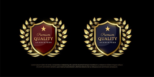 Realistic luxury gold and black emblem design elements