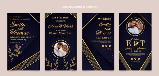 Vector realistic luxury golden wedding ig