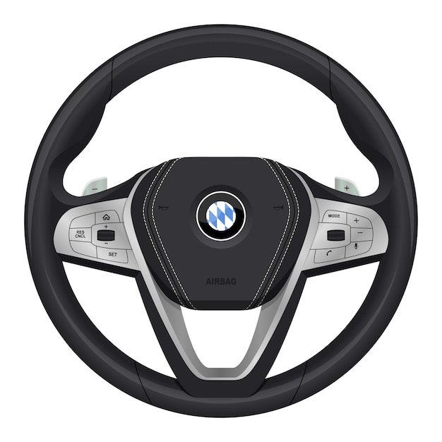 Vector realistic luxury steering wheel.