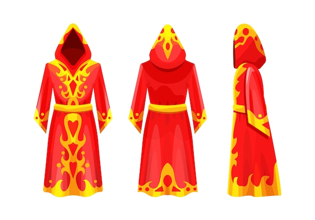 Vettore mantello rosso magico realistico con ornamento