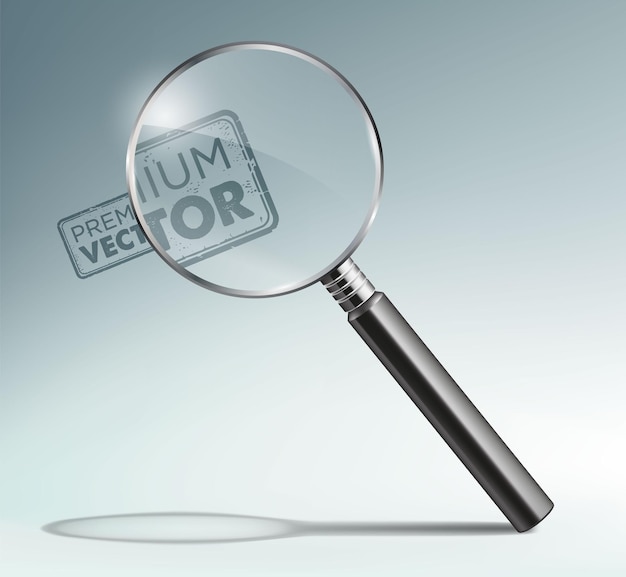 Vector realistic magnifier vector with shadow on a transparent background