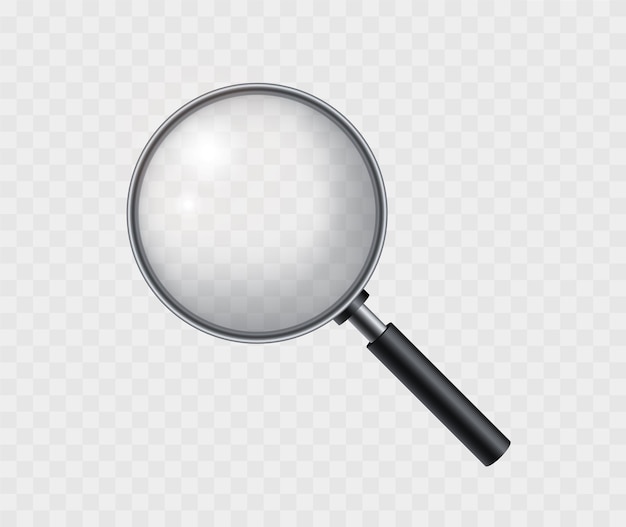 Vector realistic magnifying glass. magnifying tool with shadow.