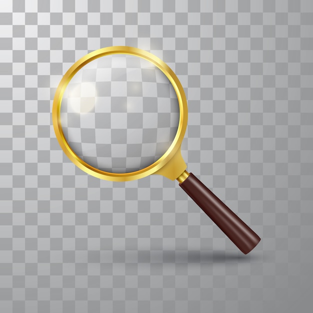 Vector realistic magnifying glass on a transparent background.