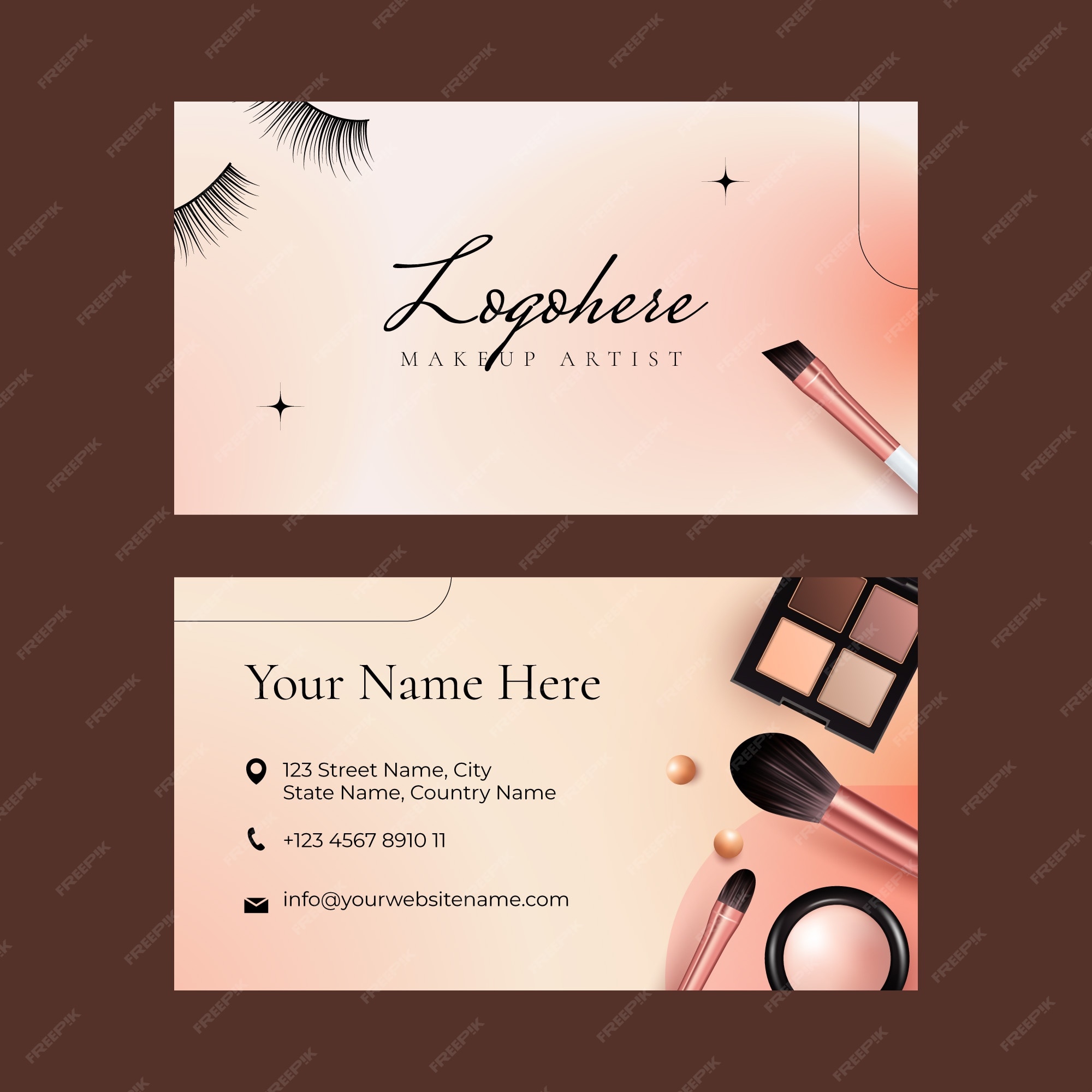 Premium Vector | Realistic makeup artist horizontal business card template