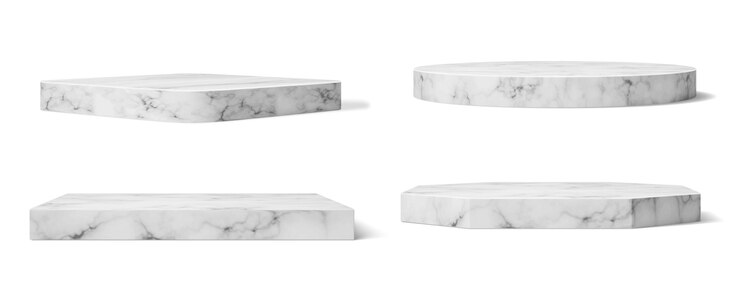 Vector realistic marble podium stands column platforms
