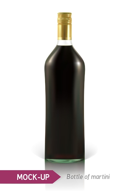 Realistic martini bottle or other vermouth bottle